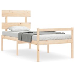 vidaXL Seniorenbett mit Kopfteil 100x200 cm Massivholz