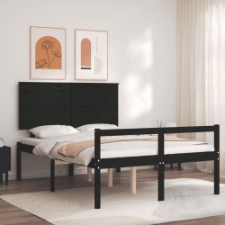 vidaXL Massivholzbett mit Kopfteil Schwarz