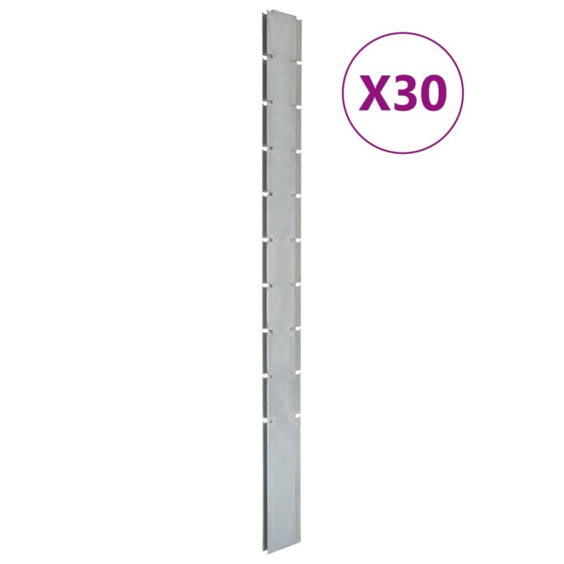 vidaXL Zaunpfosten 30 Stk. Silbern 240 cm Verzinkter Stahl vidaXL Zaunpfosten 30 Stk. Silbern 240 cm Verzinkter Stahl