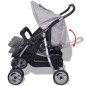 Zwillingskinderwagen Stahl Grau und Schwarz Zwillingskinderwagen Stahl Grau und Schwarz