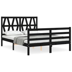 vidaXL Massivholzbett mit Kopfteil Schwarz 140x200 cm