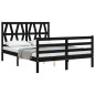 vidaXL Massivholzbett mit Kopfteil Schwarz 140x200 cm vidaXL Massivholzbett mit Kopfteil Schwarz 140x200 cm