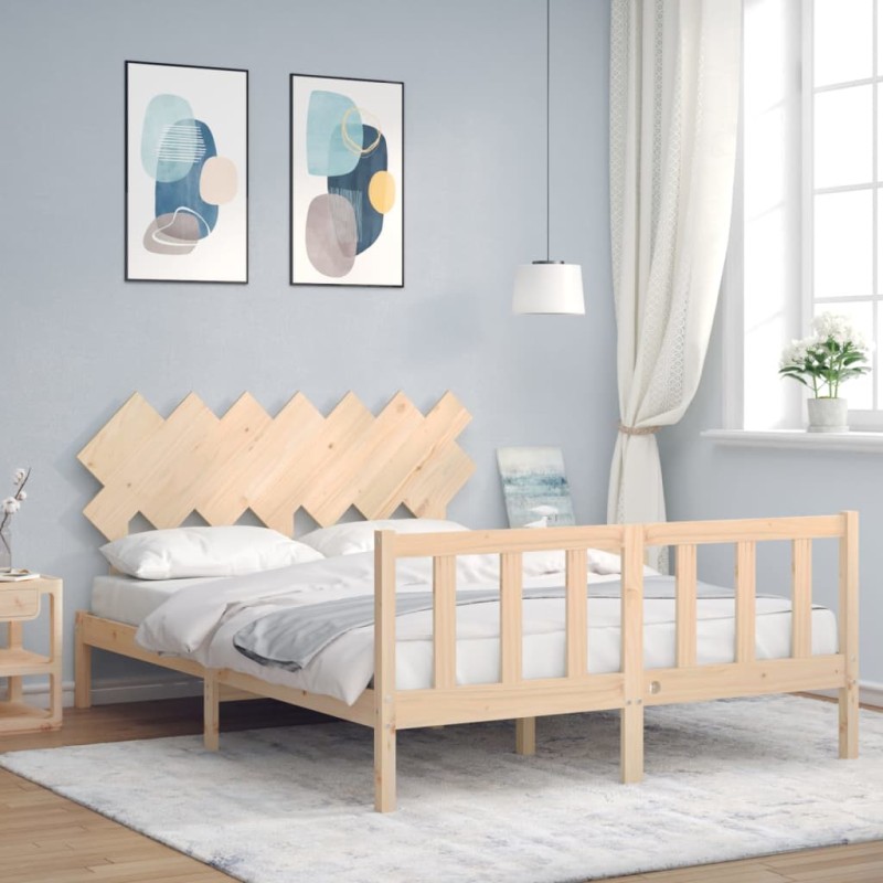 vidaXL Massivholzbett mit Kopfteil 140x190 cm vidaXL Massivholzbett mit Kopfteil 140x190 cm