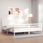 vidaXL Massivholzbett mit Kopfteil Weiß 200x200 cm vidaXL Massivholzbett mit Kopfteil Weiß 200x200 cm