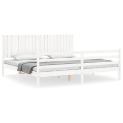 vidaXL Massivholzbett mit Kopfteil Weiß 200x200 cm