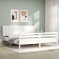 vidaXL Massivholzbett mit Kopfteil Weiß 200x200 cm vidaXL Massivholzbett mit Kopfteil Weiß 200x200 cm