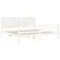 vidaXL Massivholzbett mit Kopfteil Weiß 200x200 cm vidaXL Massivholzbett mit Kopfteil Weiß 200x200 cm