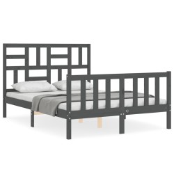 vidaXL Massivholzbett mit Kopfteil Grau 120x200 cm