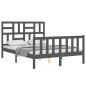 vidaXL Massivholzbett mit Kopfteil Grau 120x200 cm vidaXL Massivholzbett mit Kopfteil Grau 120x200 cm
