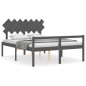 vidaXL Seniorenbett mit Kopfteil 140x190 cm Grau Massivholz vidaXL Seniorenbett mit Kopfteil 140x190 cm Grau Massivholz