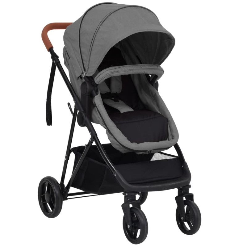 vidaXL 2-in-1 Kinderwagen Hellgrau und Schwarz Stahl vidaXL 2-in-1 Kinderwagen Hellgrau und Schwarz Stahl
