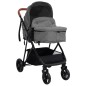 vidaXL 2-in-1 Kinderwagen Hellgrau und Schwarz Stahl vidaXL 2-in-1 Kinderwagen Hellgrau und Schwarz Stahl
