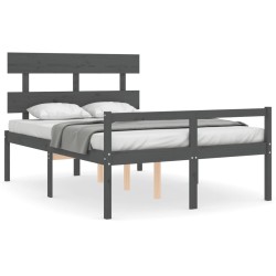 vidaXL Massivholzbett mit Kopfteil Grau 140x200 cm