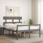 vidaXL Massivholzbett mit Kopfteil Grau 140x200 cm vidaXL Massivholzbett mit Kopfteil Grau 140x200 cm