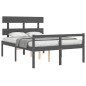 vidaXL Massivholzbett mit Kopfteil Grau 140x200 cm vidaXL Massivholzbett mit Kopfteil Grau 140x200 cm