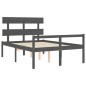 vidaXL Massivholzbett mit Kopfteil Grau 140x200 cm vidaXL Massivholzbett mit Kopfteil Grau 140x200 cm