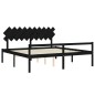 vidaXL Massivholzbett mit Kopfteil Schwarz 200x200 cm vidaXL Massivholzbett mit Kopfteil Schwarz 200x200 cm