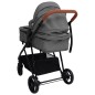 vidaXL 2-in-1 Kinderwagen Hellgrau und Schwarz Stahl vidaXL 2-in-1 Kinderwagen Hellgrau und Schwarz Stahl