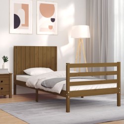 vidaXL Massivholzbett mit Kopfteil Honigbraun 90x200 cm