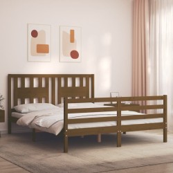 vidaXL Massivholzbett mit Kopfteil Honigbraun 160x200 cm