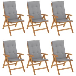 vidaXL Gartenstühle mit Kissen 6 Stk. Massivholz Teak