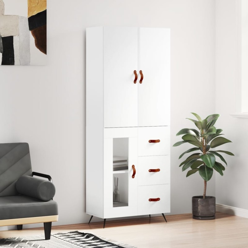 vidaXL Highboard Hochglanz-Weiß 69,5x34x180 cm Holzwerkstoff vidaXL Highboard Hochglanz-Weiß 69,5x34x180 cm Holzwerkstoff