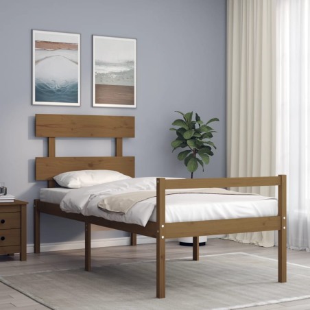 vidaXL Massivholzbett mit Kopfteil Honigbraun 100x200 cm