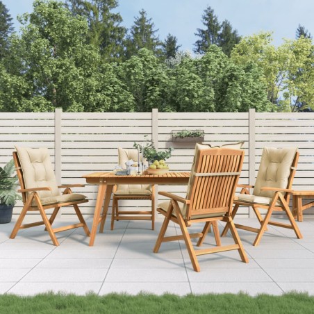 vidaXL Gartenstühle mit Kissen 4 Stk. Massivholz Teak