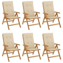 vidaXL Gartenstühle mit Kissen 6 Stk. Massivholz Teak