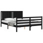 vidaXL Massivholzbett mit Kopfteil Schwarz 160x200 cm vidaXL Massivholzbett mit Kopfteil Schwarz 160x200 cm