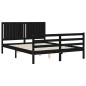vidaXL Massivholzbett mit Kopfteil Schwarz 160x200 cm vidaXL Massivholzbett mit Kopfteil Schwarz 160x200 cm