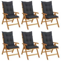 vidaXL Gartenstühle mit Kissen 6 Stk. Massivholz Teak