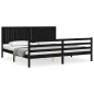 vidaXL Massivholzbett mit Kopfteil Schwarz 200x200 cm vidaXL Massivholzbett mit Kopfteil Schwarz 200x200 cm