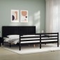 vidaXL Massivholzbett mit Kopfteil Schwarz 200x200 cm vidaXL Massivholzbett mit Kopfteil Schwarz 200x200 cm