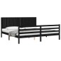 vidaXL Massivholzbett mit Kopfteil Schwarz 200x200 cm vidaXL Massivholzbett mit Kopfteil Schwarz 200x200 cm