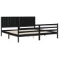vidaXL Massivholzbett mit Kopfteil Schwarz 200x200 cm vidaXL Massivholzbett mit Kopfteil Schwarz 200x200 cm