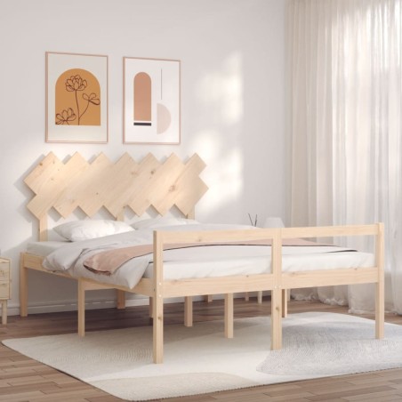 vidaXL Massivholzbett mit Kopfteil 140x190 cm