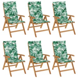 vidaXL Gartenstühle mit Kissen 6 Stk. Massivholz Teak