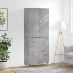 vidaXL Highboard Betongrau 69,5x34x180 cm Holzwerkstoff