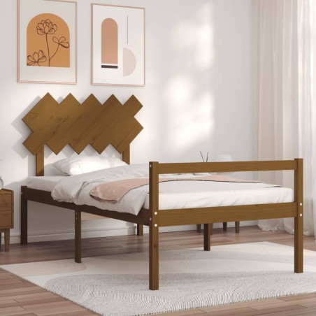 vidaXL Massivholzbett mit Kopfteil Honigbraun 100x200 cm