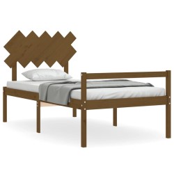 vidaXL Massivholzbett mit Kopfteil Honigbraun 100x200 cm