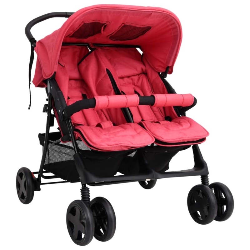Zwillingskinderwagen Rot Stahl Zwillingskinderwagen Rot Stahl
