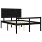 vidaXL Massivholzbett mit Kopfteil Schwarz 140x200 cm vidaXL Massivholzbett mit Kopfteil Schwarz 140x200 cm