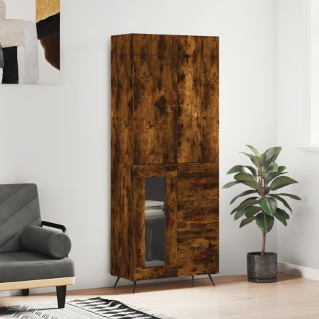 vidaXL Highboard Räuchereiche 69,5x34x180 cm Holzwerkstoff