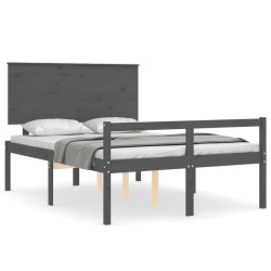 vidaXL Massivholzbett mit Kopfteil Grau 140x200 cm
