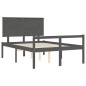 vidaXL Massivholzbett mit Kopfteil Grau 140x200 cm vidaXL Massivholzbett mit Kopfteil Grau 140x200 cm