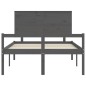 vidaXL Massivholzbett mit Kopfteil Grau 140x200 cm vidaXL Massivholzbett mit Kopfteil Grau 140x200 cm