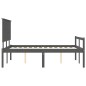 vidaXL Massivholzbett mit Kopfteil Grau 140x200 cm vidaXL Massivholzbett mit Kopfteil Grau 140x200 cm