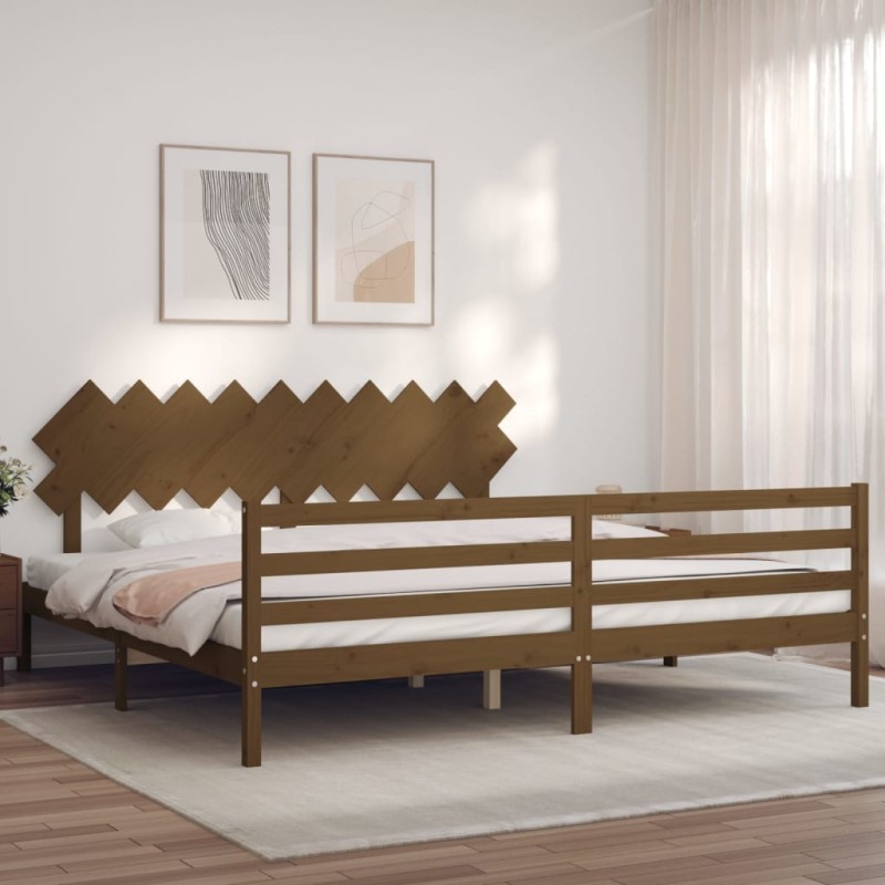 vidaXL Massivholzbett mit Kopfteil Honigbraun 200x200 cm vidaXL Massivholzbett mit Kopfteil Honigbraun 200x200 cm