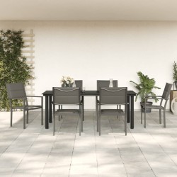 vidaXL 7-tlg. Garten-Essgruppe Schwarz Stahl und Textilene